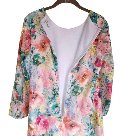 Kensie Dress Size 12 Womens Floral Shift Multicolored Lace Colorful Summer - Picture 2 of 6